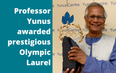 Professor Yunus honoured with Olympic Laurel